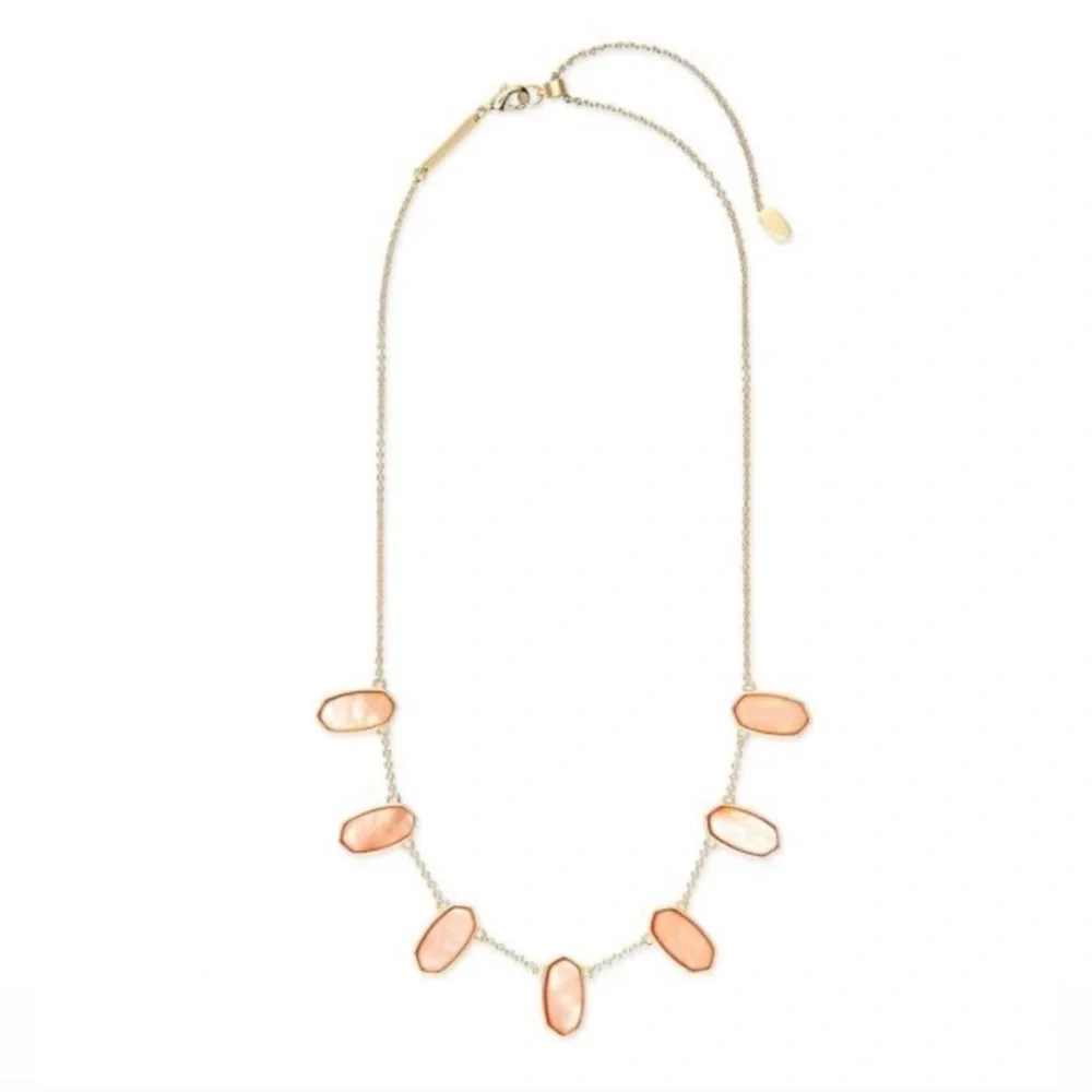 Kendra Scott Meadow Peach Mother of Pearl Station Necklace NWT